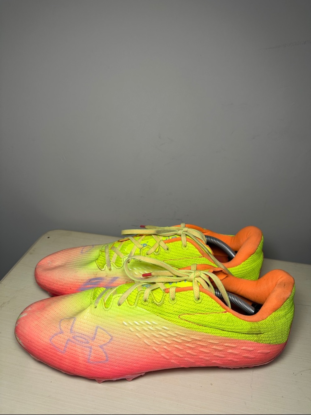 Under Armour Blur Smoke All American Neon Yellow & Coral Gradient Soccer Cleats